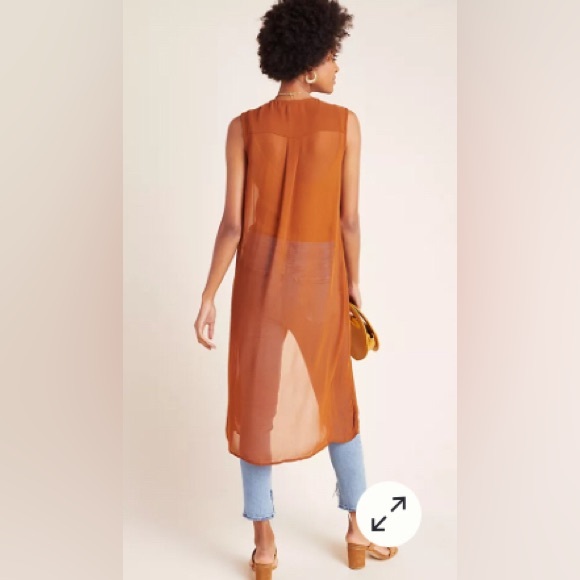 Maeve Meriwether Sheer Button-Front Tunic - Picture 3 of 8